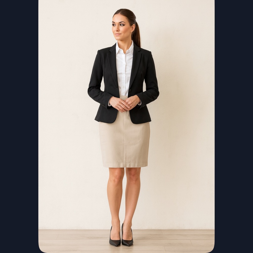 Preston & York Cream Pencil Career Skirt Womens Plus Size 14